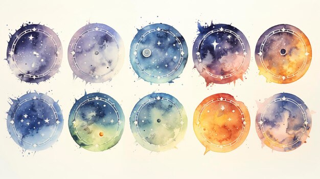 Constellations célestes aquarelles