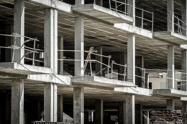 construction de bâtiments, poutres en béton