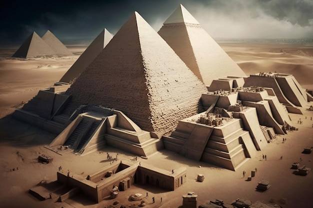La construction à grande échelle des pyramides peut être vue d'en haut