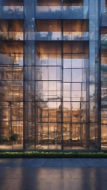 Construction moderne d'un mur de rideau en verre image de fond propre locale