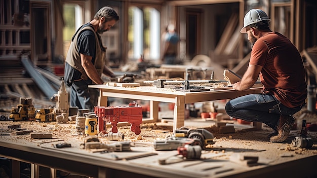 Construction avec un ouvrier du bâtiment