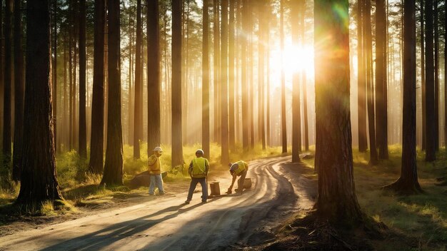 Construction de la route à travers la forêt par éruption solaire