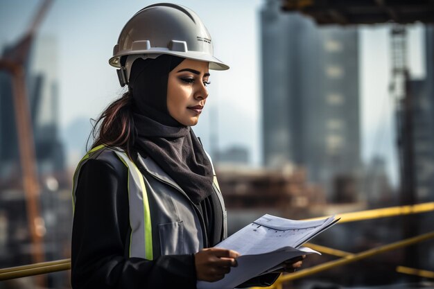 Photo une constructrice hispanique d'âge moyen sur le chantier