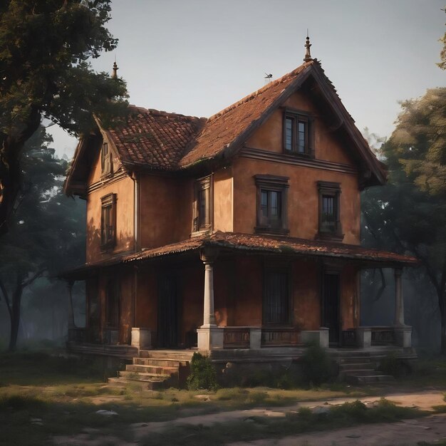 Construire une maison sombre et floue