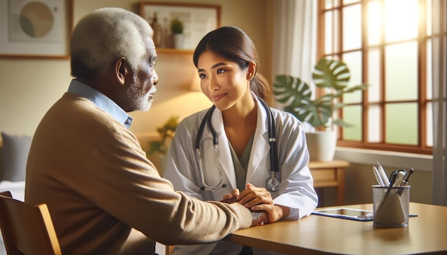 Consultation médicale compatissante entre le médecin et le patient âgé