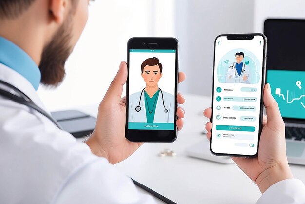 Photo consultation médicale en ligne avec le médecin et le personnel médical concept de soins de santé et de technologie moderne patient consultant un médecin à l'aide d'une application mobile