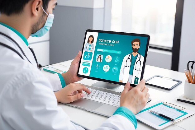 Photo consultation médicale en ligne avec le médecin et le personnel médical concept de soins de santé et de technologie moderne patient consultant un médecin à l'aide d'une application mobile