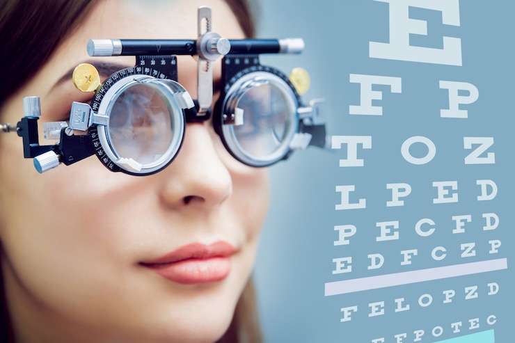 Photo consultation avec un ophtalmologiste. équipement médical. coreometry.