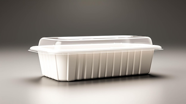 Container en plastique sur fond blanc