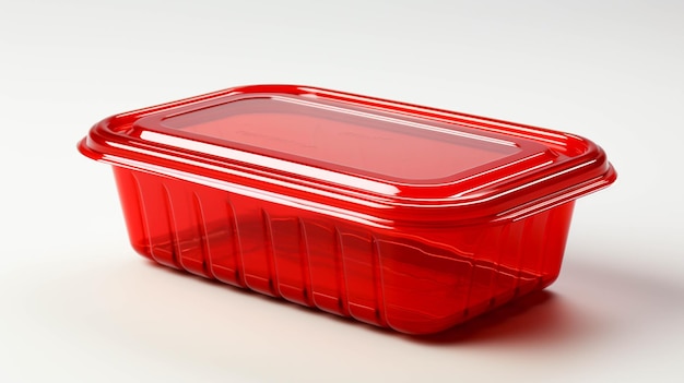 Container en plastique sur fond blanc