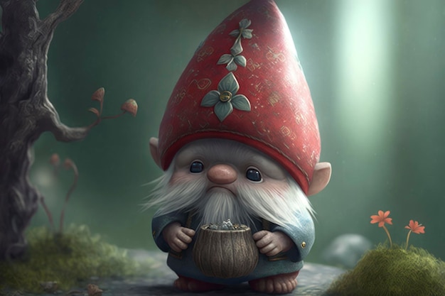 Conte de fées gnome mignon