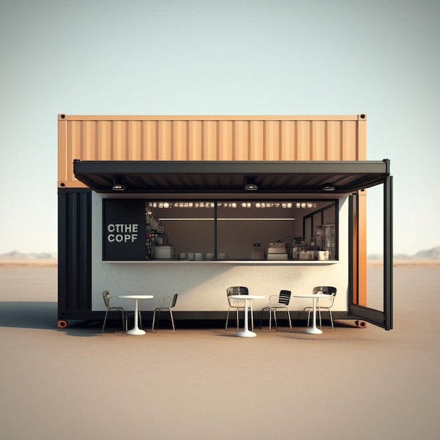 conteneur bar pub restaurant illustration concept de durabilité et recyclage éco moderne minimal
