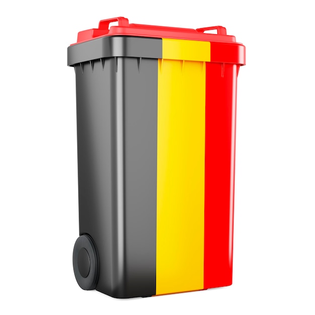 Conteneur à déchets avec rendu 3D du drapeau belge