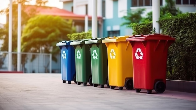 Conteneur de recyclage dans l'espace public généré par l'IA