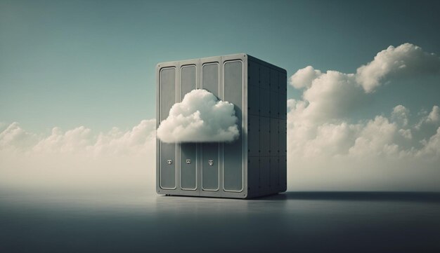 Un conteneur de stockage en nuage est illustré dans une illustration 3D.