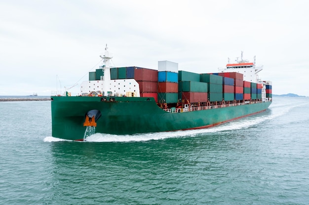 Conteneurs navire corgo transport logistique import export navigation internationale en mer