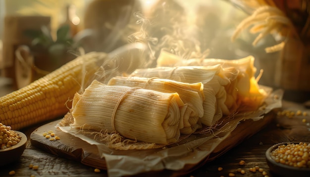 Le contexte de la délicieuse nourriture mexicaine Tamales