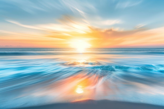 contexte du concept de nature plage floue abstraite et lever du soleil bleu