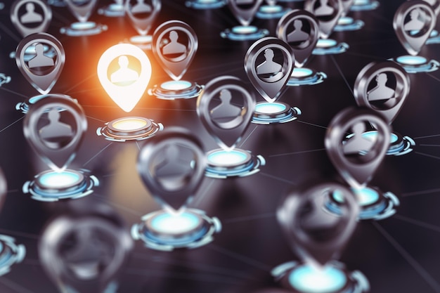 Contexte du concept de réseau social Différentes personnes connectées de différentes manières