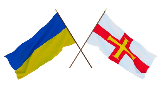 Contexte pour les concepteurs illustrateurs Drapeaux de la fête nationale de l'indépendance de l'Ukraine et du bailliage de Guernesey