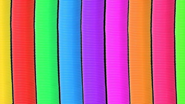 Contexte des tubes pop de jouets colorés à la mode. Jouet anti-stress isolé sur fond blanc.