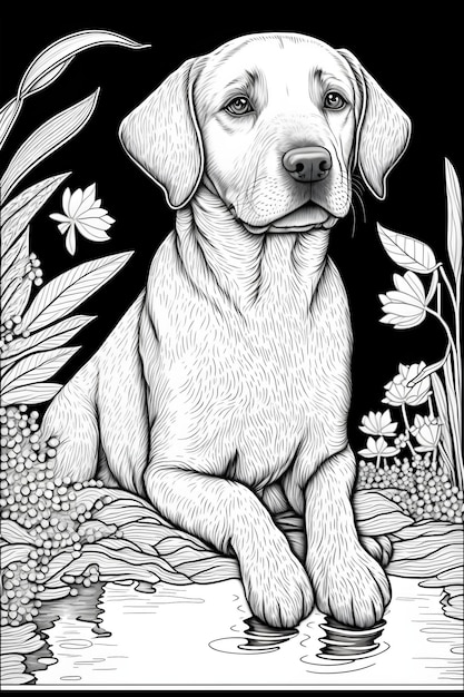 contour animal pour chien mignon. coloriages animaux