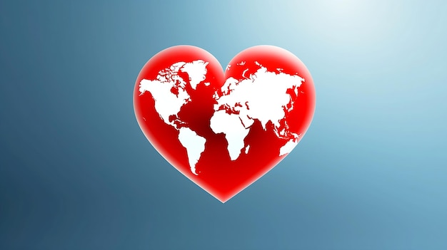 Contour de coeur de la journée mondiale du coeur avec bannière de concept de globe