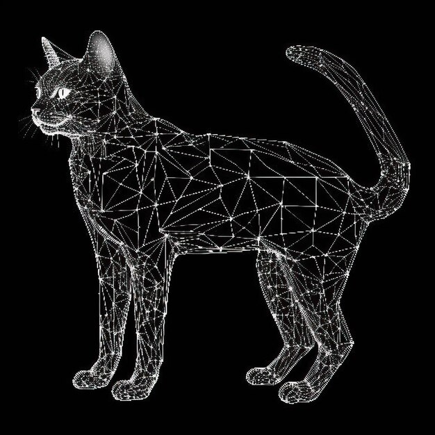 Photo un contour de constellation d'un chat fait entièrement d'étoiles et de fond blanc fond blanc hd pho