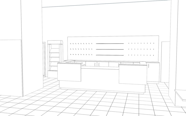 contour de croquis de visualisation de contour de centre commercial