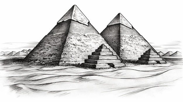 Contour de dessin des pyramides égyptiennes Generative AI