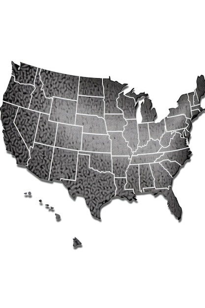 Contour minimaliste en noir et blanc de la carte des États-Unis créée avec l'IA générative