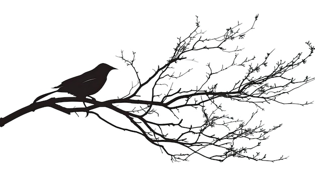 Le contour d'un oiseau se confond avec les branches d'un arbre