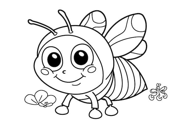 Photo le contour de la page de coloration de l'abeille d'illustration de dessin animé livre de coloration pour enfants