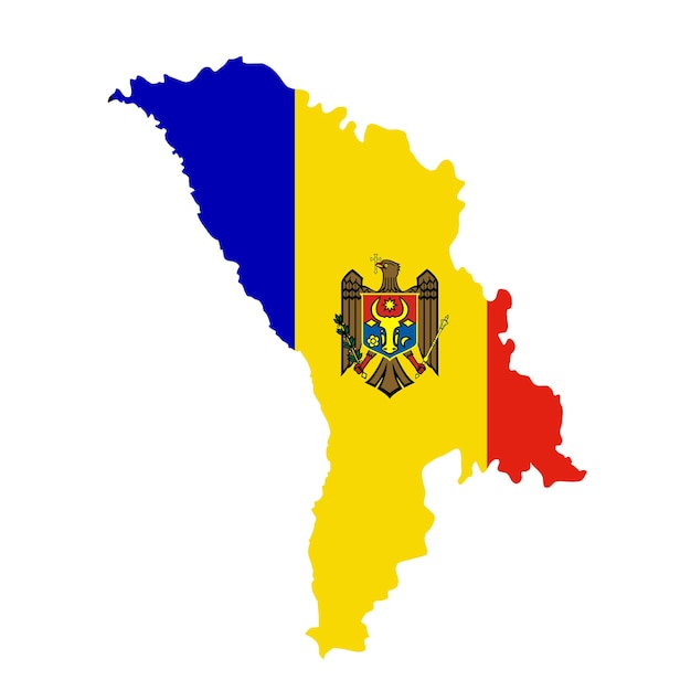 Contour de pays de carte de drapeau de la Moldavie avec le drapeau national