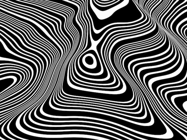 Contour topographique abstrait 3D. Terrain noir et blanc.