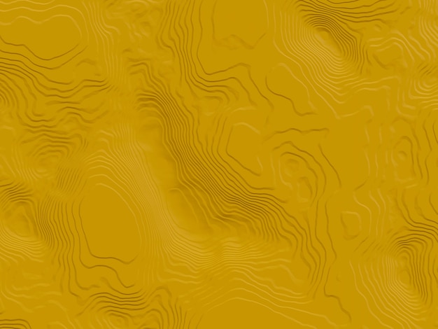 Contour topographique jaune abstrait rendu 3D.
