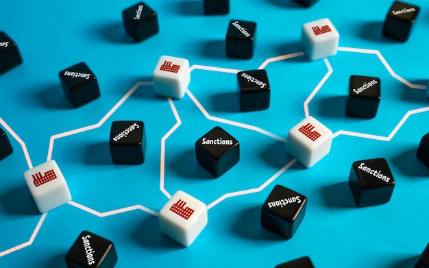 Photo contournement des sanctions et du travail des entreprises sanctionnées inefficacité des sanctions pression contournement des restrictions importation parallèle de biens à double usage chaînes d'approvisionnement des usines embargo