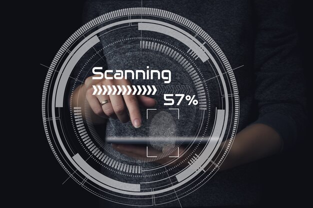 Contrôle du mot de passe par empreintes digitales. Connexion au réseau avec la technologie de numérisation d'empreintes digitales.