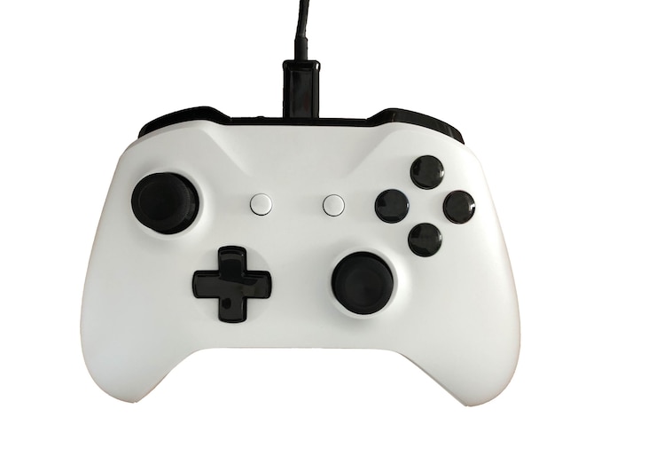 Photo contrôle de jeu vidéo noir et blanc