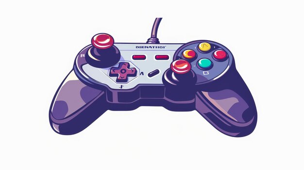 Photo un contrôleur de jeu vidéo rétro un gadget de jeu un appareil de jeu un accessoire de gamepad des années quatre-vingt-dix avec un écran illustration moderne