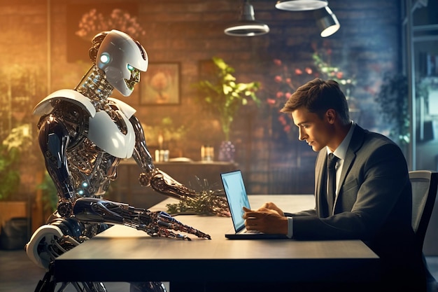 Conversation entre un robot et un humain dans un café en utilisant l'apprentissage automatique et l'intelligence artificielle
