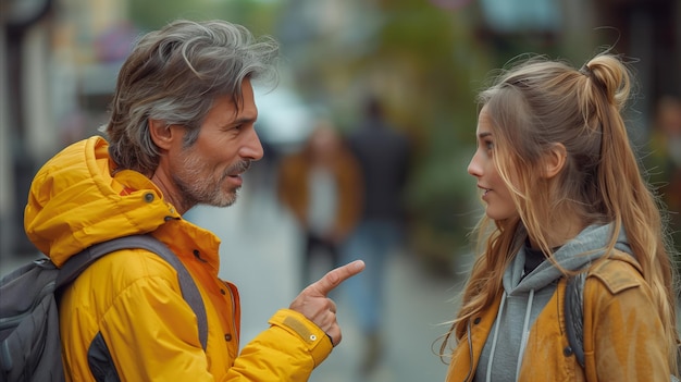 Une conversation franche entre deux personnes dans une rue de la ville