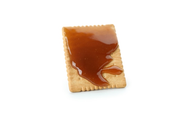 Cookie au caramel isolé sur blanc