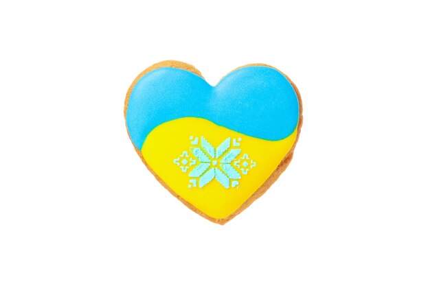 Cookie aux couleurs ukrainiennes isolé sur fond blanc