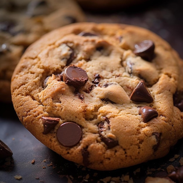 Un cookie aux pépites de chocolat avec des pépites de chocolat dessus