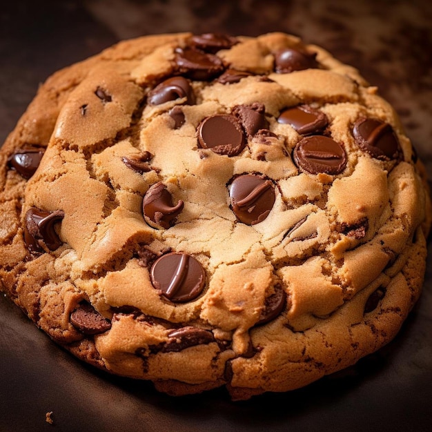 Un cookie aux pépites de chocolat avec des pépites de chocolat dessus