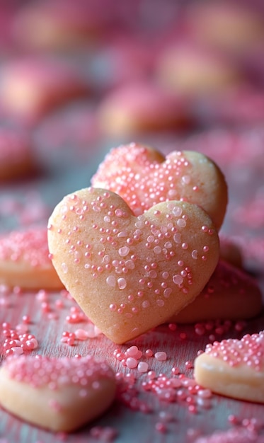 Un cookie en forme de cœur en arrière-plan pour la Saint-Valentin