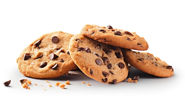 Cookies aux pépites de chocolat isolés sur fond blanc