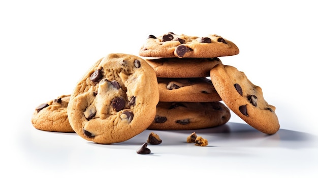 Cookies aux pépites de chocolat isolés sur fond blanc