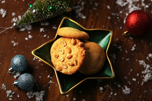 Cookies - fond de décorations de Noël de nourriture